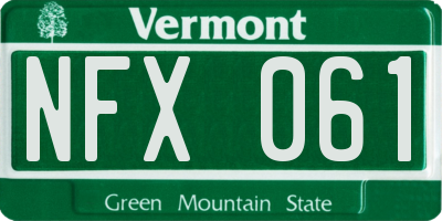 VT license plate NFX061