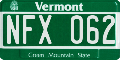 VT license plate NFX062