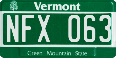 VT license plate NFX063