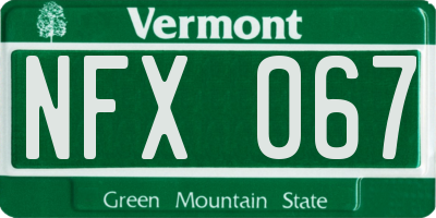 VT license plate NFX067
