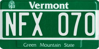 VT license plate NFX070