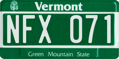 VT license plate NFX071