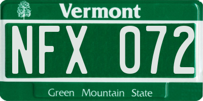 VT license plate NFX072