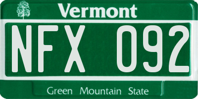 VT license plate NFX092