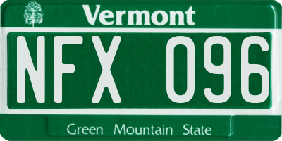 VT license plate NFX096