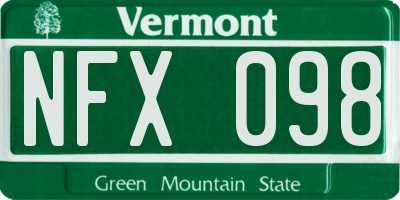 VT license plate NFX098