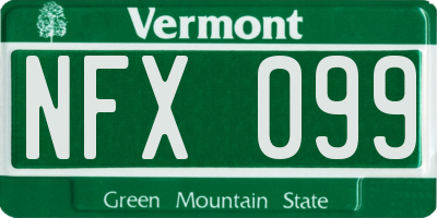 VT license plate NFX099