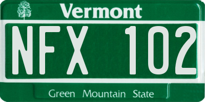 VT license plate NFX102