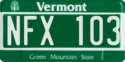 VT license plate NFX103