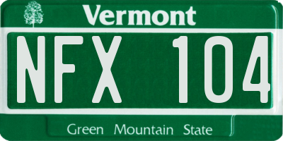 VT license plate NFX104