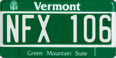 VT license plate NFX106