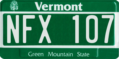 VT license plate NFX107