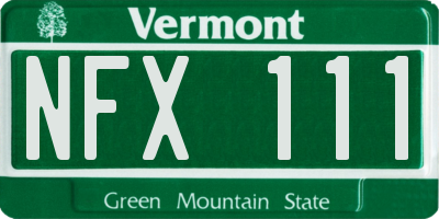 VT license plate NFX111