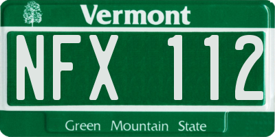 VT license plate NFX112