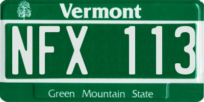 VT license plate NFX113