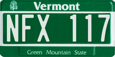 VT license plate NFX117