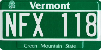 VT license plate NFX118