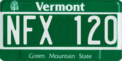 VT license plate NFX120