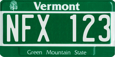 VT license plate NFX123