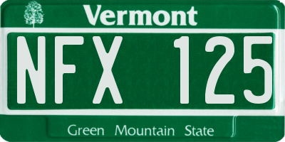 VT license plate NFX125