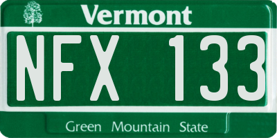 VT license plate NFX133