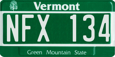 VT license plate NFX134