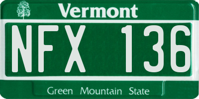 VT license plate NFX136