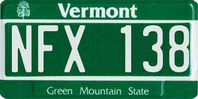 VT license plate NFX138