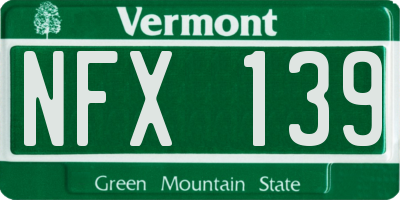 VT license plate NFX139