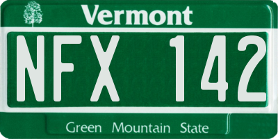 VT license plate NFX142
