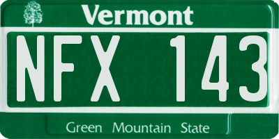VT license plate NFX143