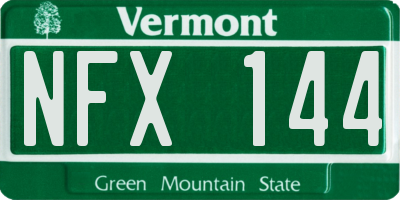VT license plate NFX144