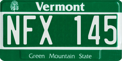 VT license plate NFX145
