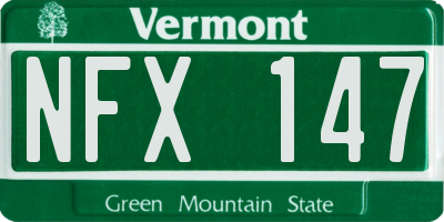 VT license plate NFX147