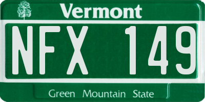 VT license plate NFX149