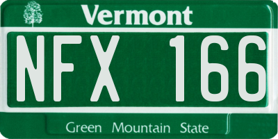 VT license plate NFX166