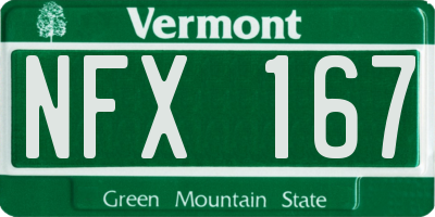 VT license plate NFX167