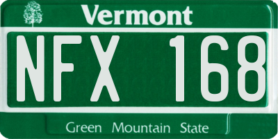 VT license plate NFX168