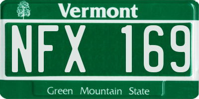 VT license plate NFX169