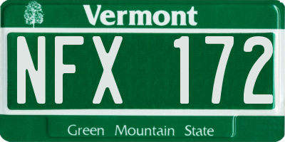 VT license plate NFX172