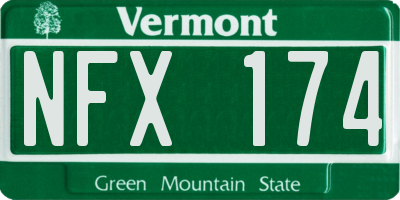 VT license plate NFX174