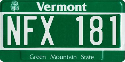 VT license plate NFX181