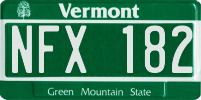 VT license plate NFX182