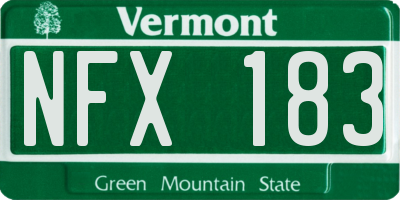 VT license plate NFX183