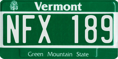 VT license plate NFX189