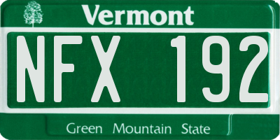 VT license plate NFX192