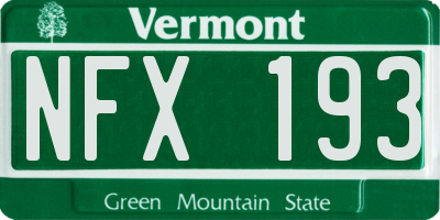 VT license plate NFX193