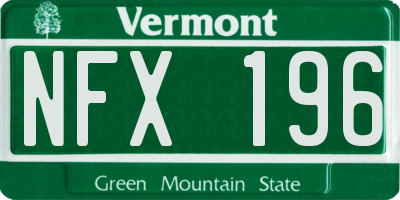 VT license plate NFX196