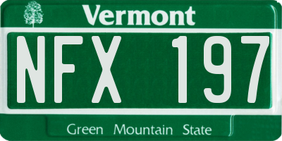 VT license plate NFX197
