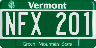 VT license plate NFX201